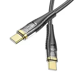 Кабель PD Hoco U121 золотистый standard Transparent Discovery Edition 60W Typе-С to Type-C 1,2 м черный