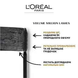 Туш для вій L’Oréal Paris Volume Million Lashes відтінок чорний 9 мл (A4937003) - мініатюра 4