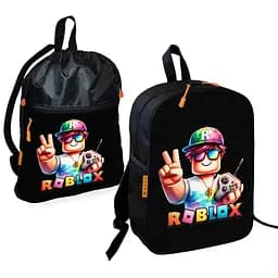 Школьный рюкзак детский Роблокс / Roblox + Сумка для обуви спортивной формы рюкзак-мешок мальчику (01828)