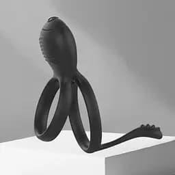 Подвійне ерекційне кільце з хвостиком та вібростимуляцією