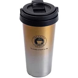 Термочашка Creative Cafe Style 500 мл з ручкою, сріблястий Happy Life HPGM501S - мініатюра 2
