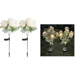 Светильники Sun Lamp садовые на солнечной батарее цветы розы белые 2 шт