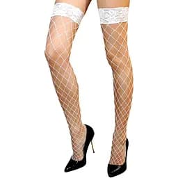Чулки в крупную сетку Anne De Ales Erica T2 White