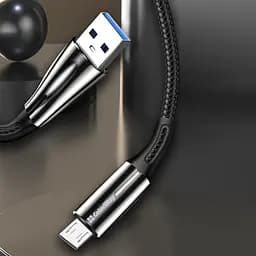Кабель ColorWay USB - micro USB (M/M), Zinc Alloy + Led, 2.4 А, 1 м, Black (CW-CBUM035-BK) - мініатюра 2