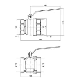 Кран кульовий Thermo Alliance Base 4" ВВ прямий, PN40, важіль SD600W100 - мініатюра 8