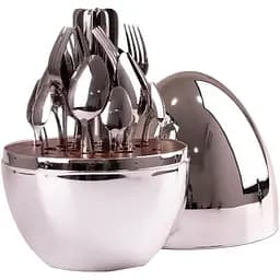 Набор столовых приборов TS Kitchen на 6 персон из нержавеющей стали Серебряный 24 штуки в яйце
