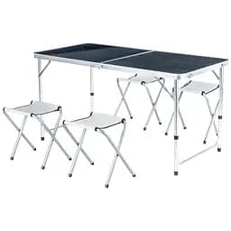 Стіл туристичний Outtec розкладний з 4 стільцями чорний