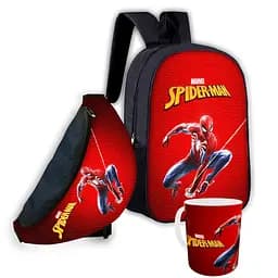 Набір дитячий Людина Павук «Spider-Man» рюкзак 36х27см сумка-бананка, кружка з принтом для хлопчика (01621)