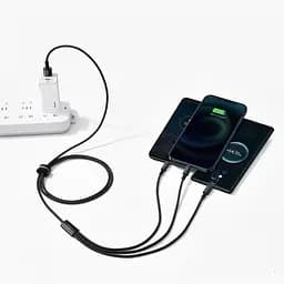 Кабель Baseus Tungsten Gold Oneforthree Fast Charging Data Cable USB to M + L + C 3.5A 1.5 м Bl - мініатюра 3