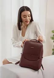 Шкіряний жіночий міський рюкзак на блискавці Cooper марсала флотар