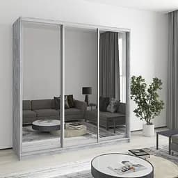 Шафа-купе тридверна MebelStar Комбо AL 3 Дзеркала 200x45x210 см Бетон (MBS-3272)