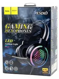 Дротові навушники ігрові Hoco Gaming LED Headphones ESD03, USB, 2х3.5mm, 2m, black - мініатюра 4