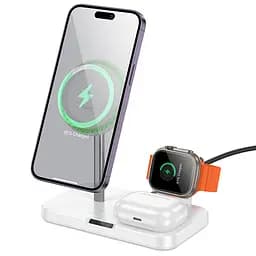 Беспроводное зарядное устройство Hoco CQ12 Joyfull 3-in-1 wireless fast charger Белый