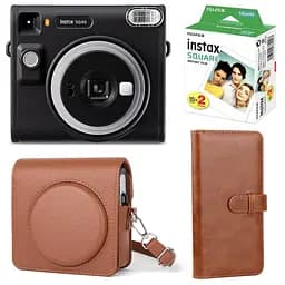 Подарунковий набір камера Fujifilm Instax Square SQ40 Фотопапір 20 шт, Чохол Фотоальбом 80 фото коричневий