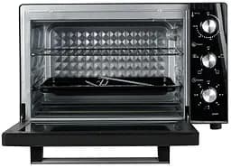 Електродуховка Castle CPE-45B, Black, 1700W, 45л, конвекція, подвійне термостійке скло, 4 нагрівальних елемента, підсвітка, таймер, термостат 70-250 °C, сховані регулятори, деко, решітка, ручка для деко, лоток для крихт - мініатюра 3