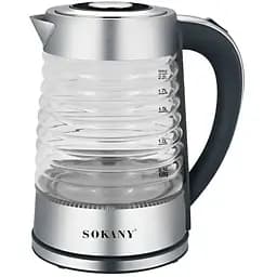 Электрочайник SK-1027 стеклянный/металлический дисковый с подсветкой 2.2л 2000Вт 