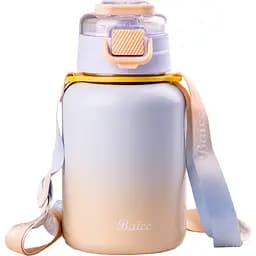 Термос Baicc 600 мл з трубочкою та ремінцем, блакитний градієнт Happy Life HPGM8857BL