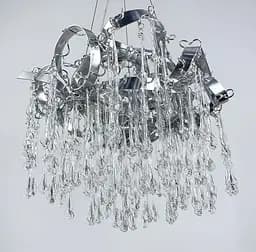 Подвесной светильник в цвете хром со стеклянными закрученными подвесами Line.F Диаметр 60см