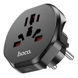 Адаптер Hoco AC6 для розеток вилок CN/UK-EU чорний - мініатюра 2