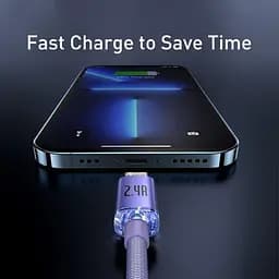 Кабель Baseus Crystal Shine Series Fast Charging Cable USB to Lightning 2.4A 1.2m CAJY000005 Purple - мініатюра 4