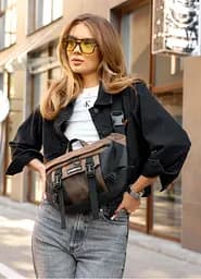 Большая женская поясная сумка бананка Sambag DynamicDart орех 38×21×7 см (80411119)