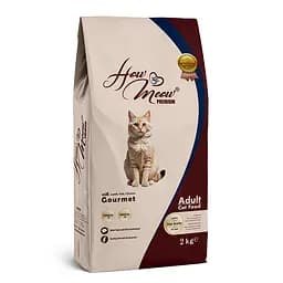 Полнорационный корм для взрослых кошек How Meow Adult Gourmet 2кг (ягненок, курица, рыба)