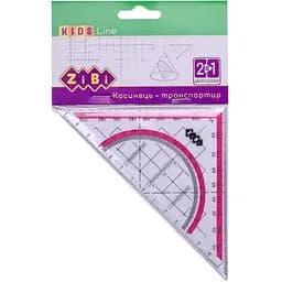 Угольник-транспортир 2 в 1 ZiBi Kids Line 140 мм 90°/45° с розовой полоской (ZB.5623-10)