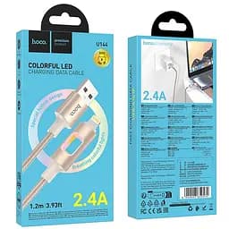 Дата кабель Hoco U144 New USB to Lightning 2.4A (1.2m) Gold - мініатюра 4