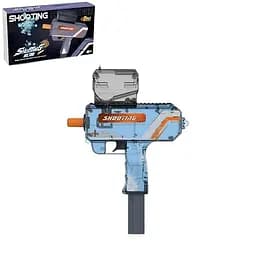 Игрушечный пистолет с подсветкой и двойным режимом стрельбы. Голубой