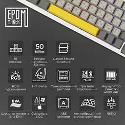 Клавіатура Epomaker AK820 Pro Flying Fish White механічна бездротова (AK820-PRO-W-FF) - мініатюра 16
