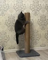 Когтеточка столбик на подставке (джут) 82х40х40 см Серый