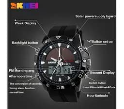 Чоловічий годинник Skmei Solar 1064 на сонячній батареї black - мініатюра 6