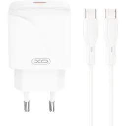 Зарядное устройство - набор блок и кабель XO L141 Type-C to Type-C Single USB-C Fast Charger 20W белый
