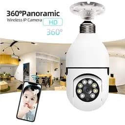 Панорамна IP WiFi камера відеоспостереження Kerui лампочка CAMERA CAM L1 E27 WIFI IP 360/90 біла - мініатюра 2