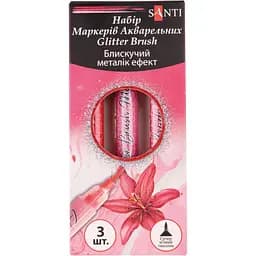 Набор акварельных маркеров Santi Glitter Brush Оттенки красного 3 шт. (390768)