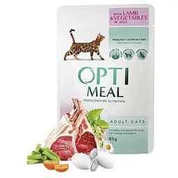 Вологий корм Optimeal для дорослих кішок зі смаком ягняти і овочів 85 г 5445 (4820083905445)