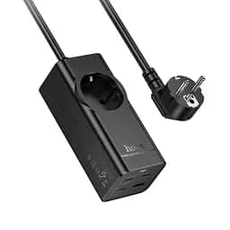 Сетевой удлинитель Hoco NS9 Wisdom 1-position (PD67W/3C1A) Desktop Socket Black