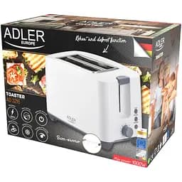 Тостер Adler AD 3216 white 1000Вт/2 відділення/7 режимів підсмажування/розморожування/підігрів булок (AD3216)