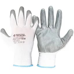 Рукавички робочі захисні Mastertool з нітриловим покриттям 10" біло-сірі (в упаковці 12 шт.)