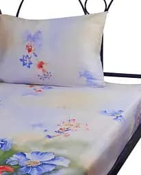 Набор Руно Summer flowers Простыня + наволочка, 143х215 см, 50х70 см, сатин набивной, голубой (12.137_summer flowers)