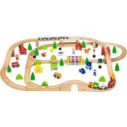 Деревянная железная дорога Viga Toys Train Set 90 деталей (50998)