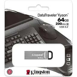 Флеш-накопичувач Kingston DataTraveler Kyson 64Gb USB3.2 Silver-Black (DTKN/64GB) - мініатюра 3