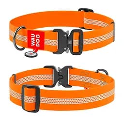 Ошейник для собак водостойкий Waudog Waterproof с QR-паспортом светоотражающий металлическая пряжка-фастекс XXL Ш 40 мм Д 46-70