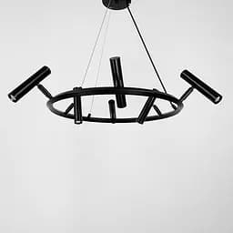 Круглая подвесная черная люстра LEEDS на 6 спотов Ø 60 см Line.F MJ 137/6 BK