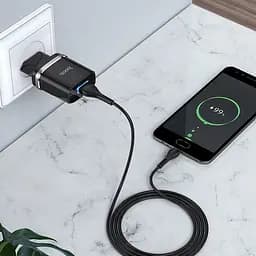 Мережевий зарядний пристрій Hoco N1, 12W 2.4 A з USB-роз'ємом і кабелем Type-C у комплекті чорний - мініатюра 10