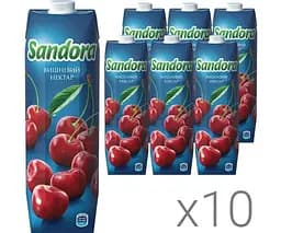 Sandora, Упаковка 10 шт. х 0,95 л, Нектар Вишневий натуральний Сандора
