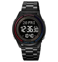 Годинник чоловічий наручний спортивний Skmei 2412 зі сталевим браслетом (Чорний)