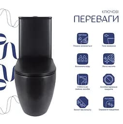 Унітаз підлоговий Qtap Robin Ultra Quiet з сидінням Slim Duroplast/ Soft-close/ Quick Release QT13226083AMB - мініатюра 2