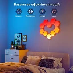 Набір настінних світильників Govee H6061 Glide Hexa Light Panels RGB білий 10 шт. - мініатюра 2
