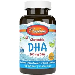 Жирні кислоти Carlson Labs Kid's Chewable DHA 120 капсул - апельсин